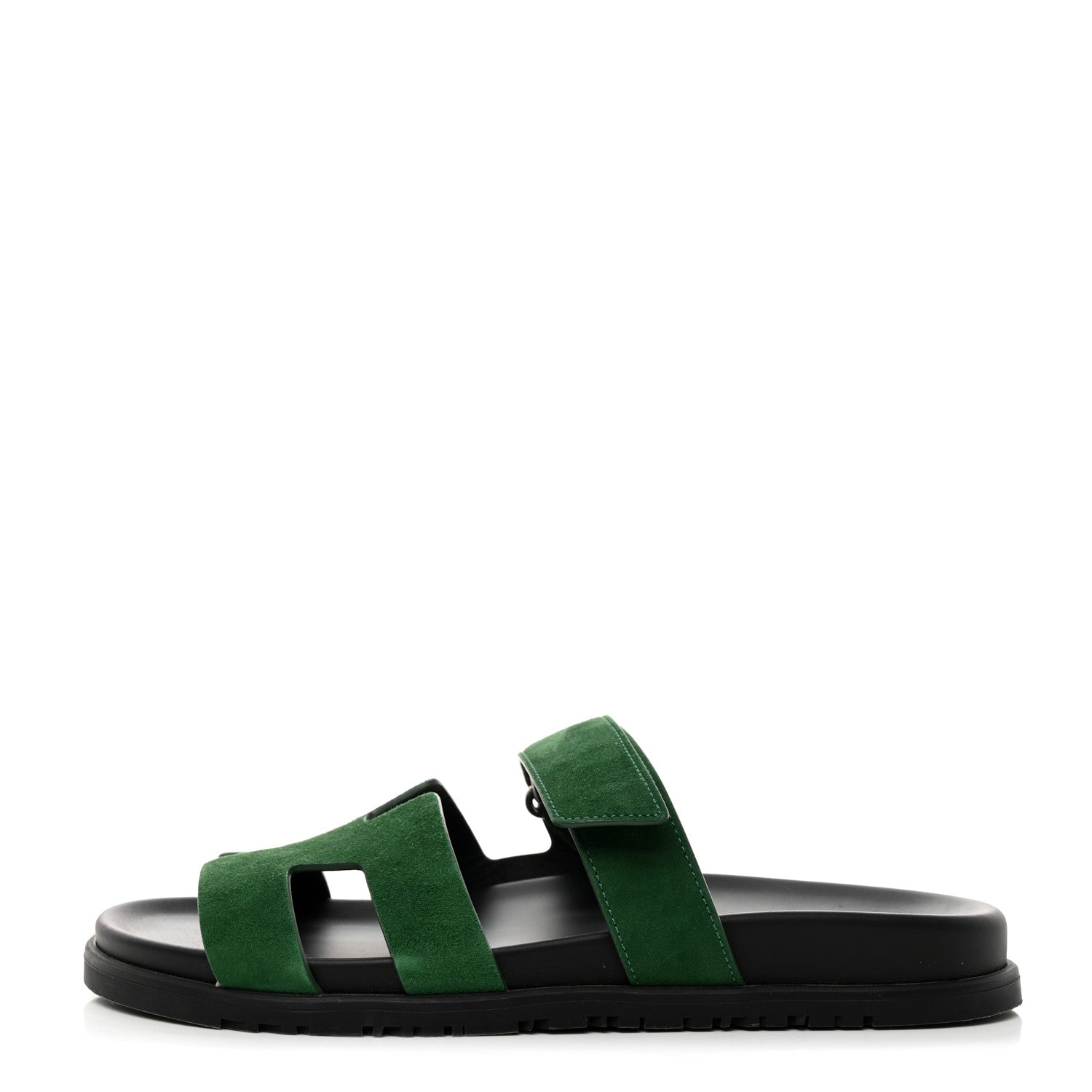 Hermes Suede Goatskin Womens Chypre Sandals 40.5 Vert Electrique 1 of 8