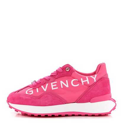 Givenchy Calfskin Suede Canvas Giv Runner Sneakers 39 Neon Pink 1 of 9