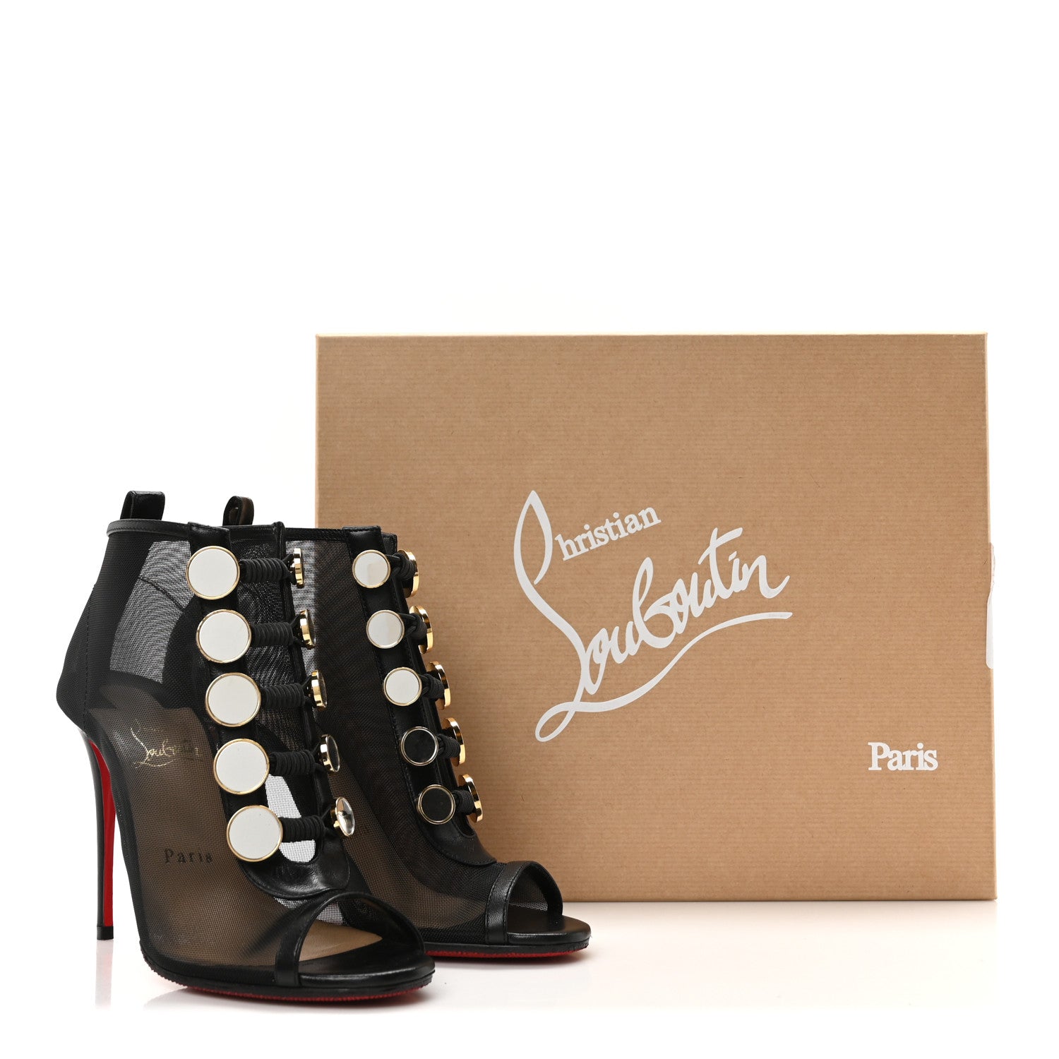 Christian Louboutin Mesh Nappa Marikate 100 Ankle Boots 36.5 Black 9 of 9