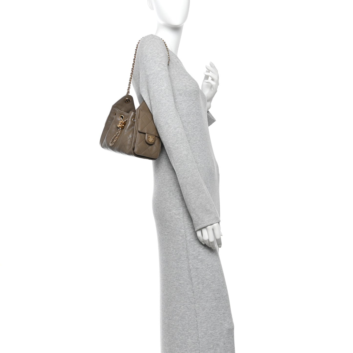 Caviar Quilted Mini Chanel 25 Handbag Dark Khaki