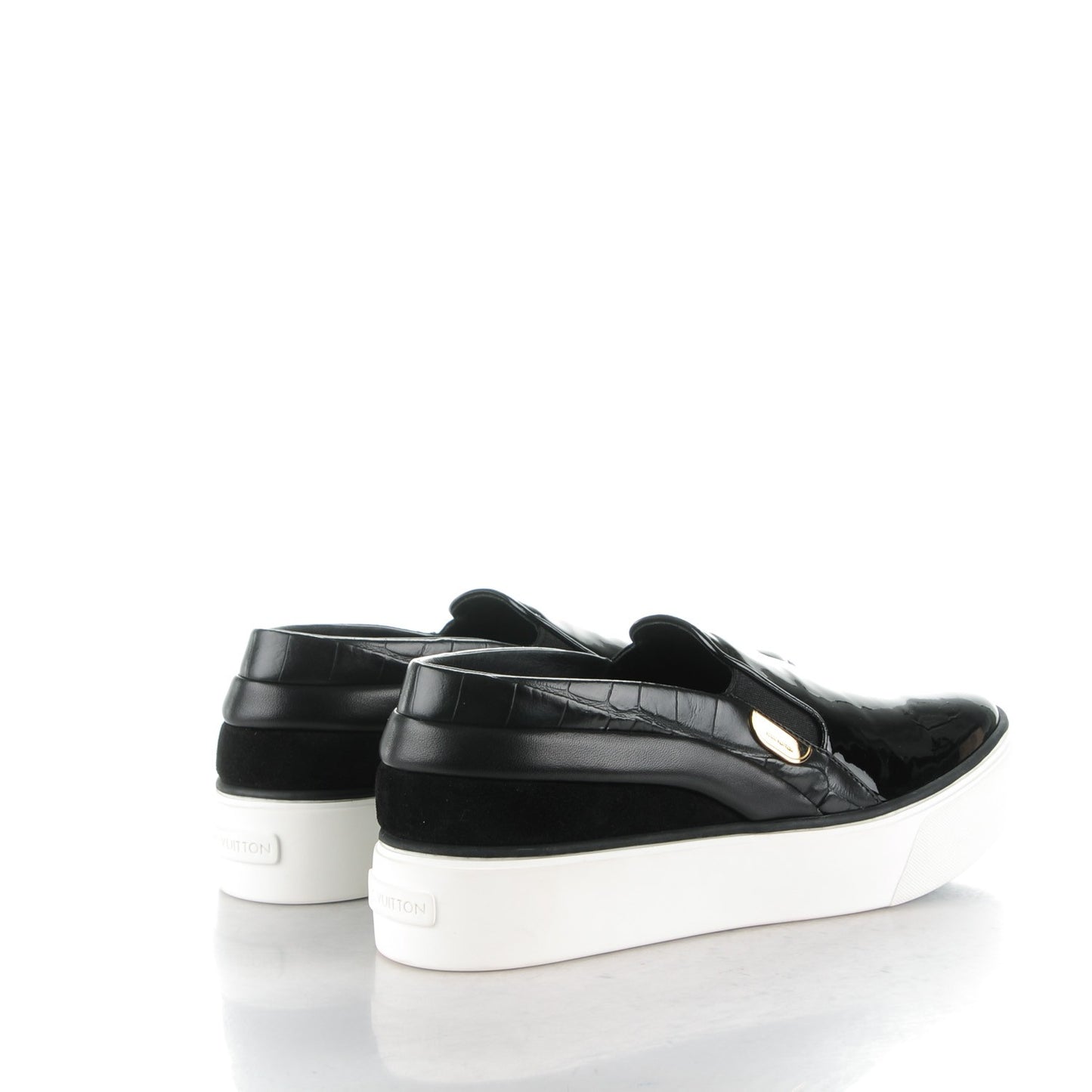 Alligator Patent Calfskin Catwalk Slip On 38 Black