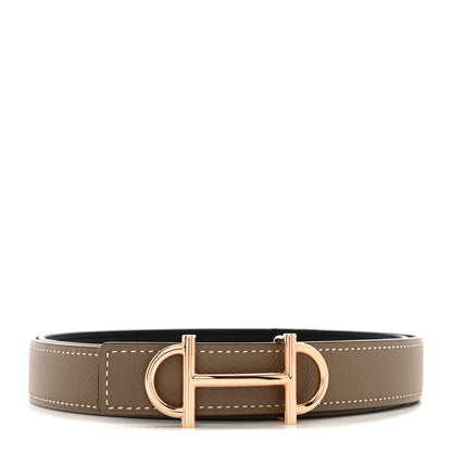 Hermes Swift Epsom 24mm Gamma Belt 85 Black Etoupe 1 of 6