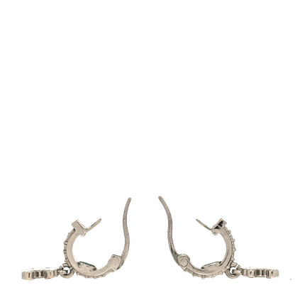 Chanel Metal Crystal CC Hoop Drop Earrings Silver 3 of 6