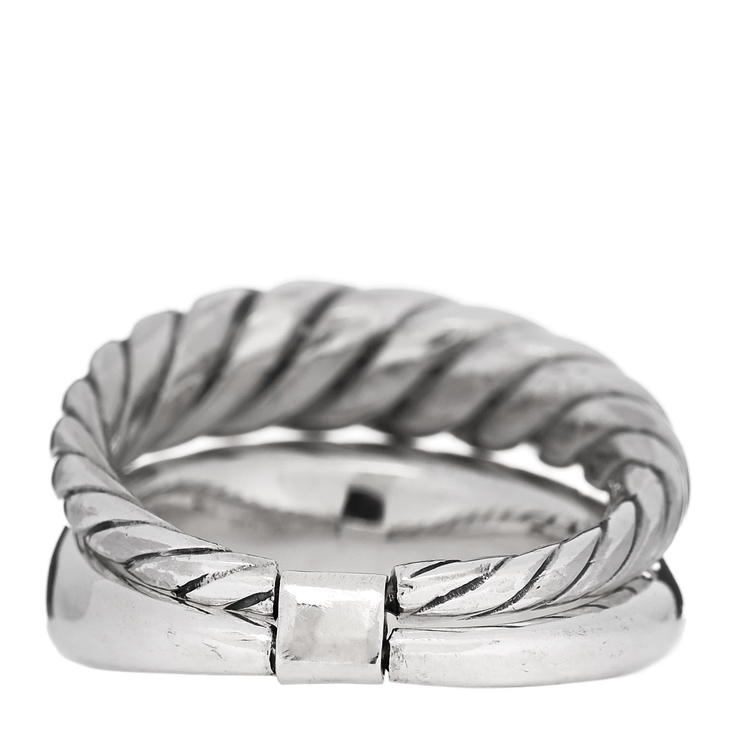 David Yurman Sterling Silver 17mm Pure Form Two Row Ring 60 9 4 of 5
