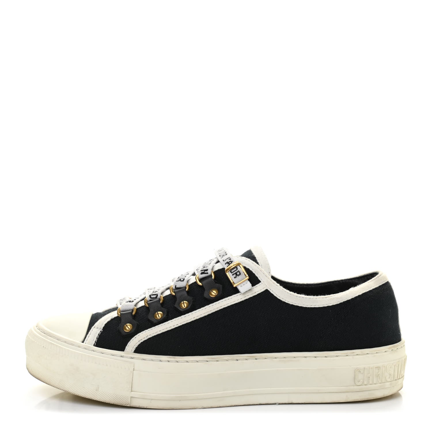 Christian Dior Canvas Womens Walk'n Dior Low Top Sneakers 36.5 Black 1 of 9