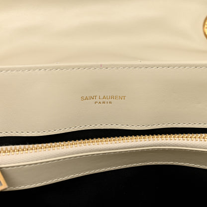 Saint Laurent Calfskin Y Quilted Monogram Medium Loulou Chain Satchel Crema Soft 7 of 12