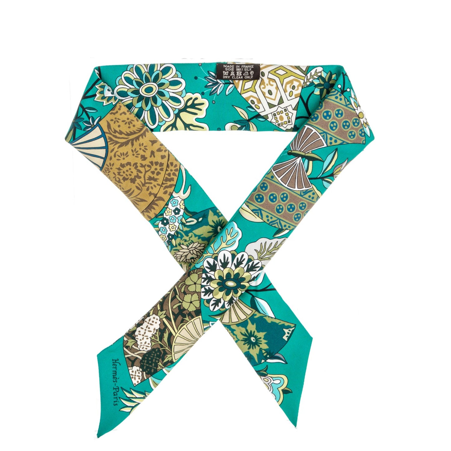 Silk Fleurs et Papillons de Tissus Twilly Vert Kaki Bronze