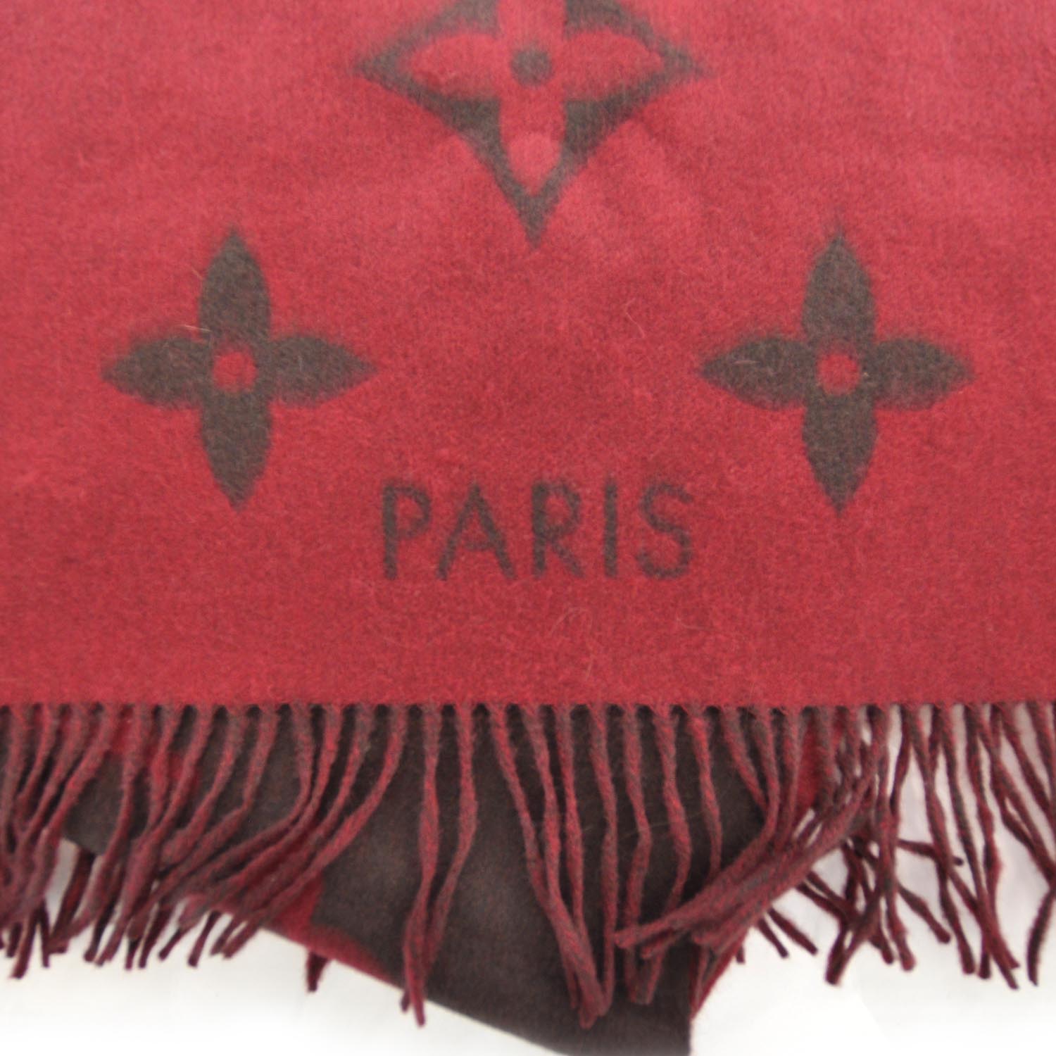 Louis Vuitton Cashmere Monogram Reykjavik Scarf Rouge 4 of 7