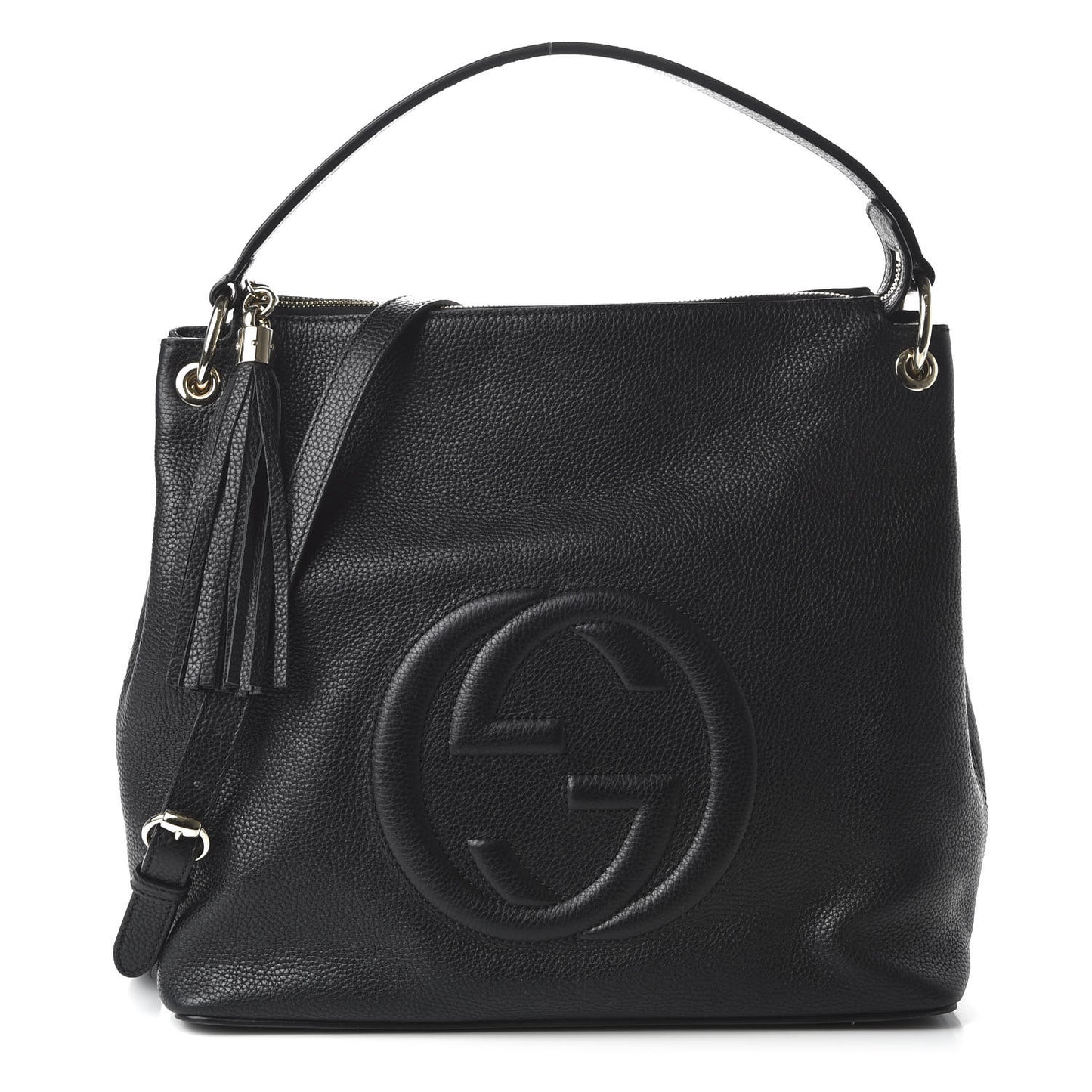 Pebbled Calfskin Large Soho Hobo Black