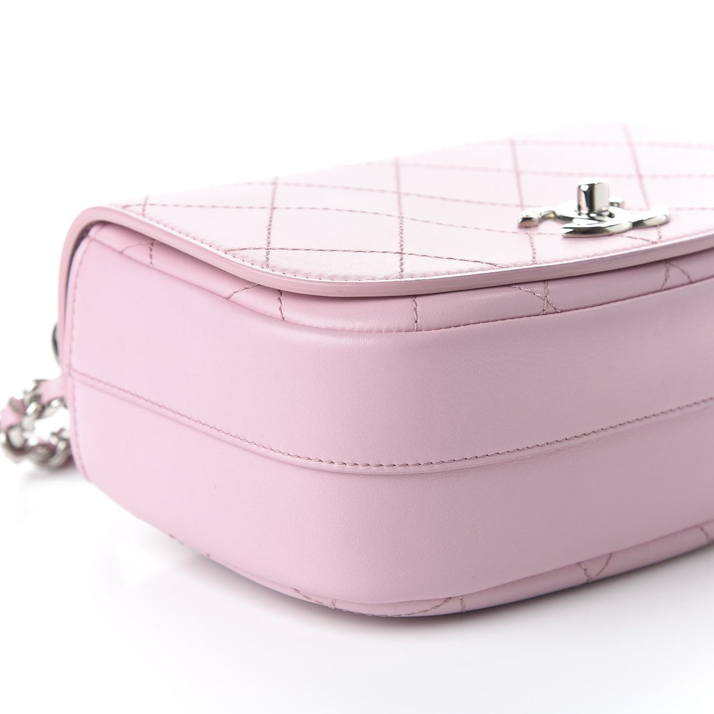 Calfskin Stitched Small Ring My Bag Flap Crossbody Pink