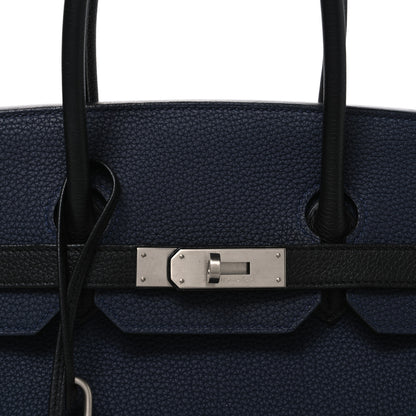 Hermes Togo Bi-Color Horseshoe Birkin 35 Bleu Nuit Black 8 of 10