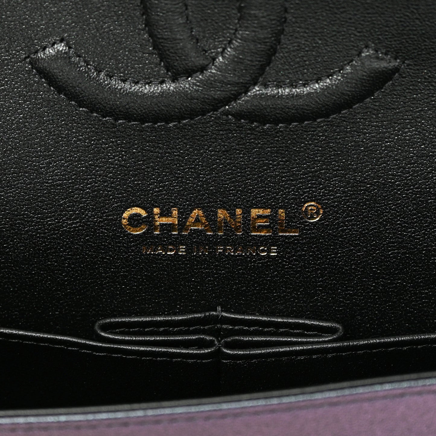 Iridescent Lambskin Quilted Medium Double Flap Black