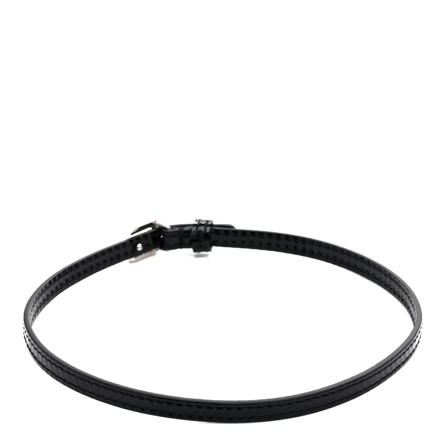Patent Crystal G Buckle Choker Black