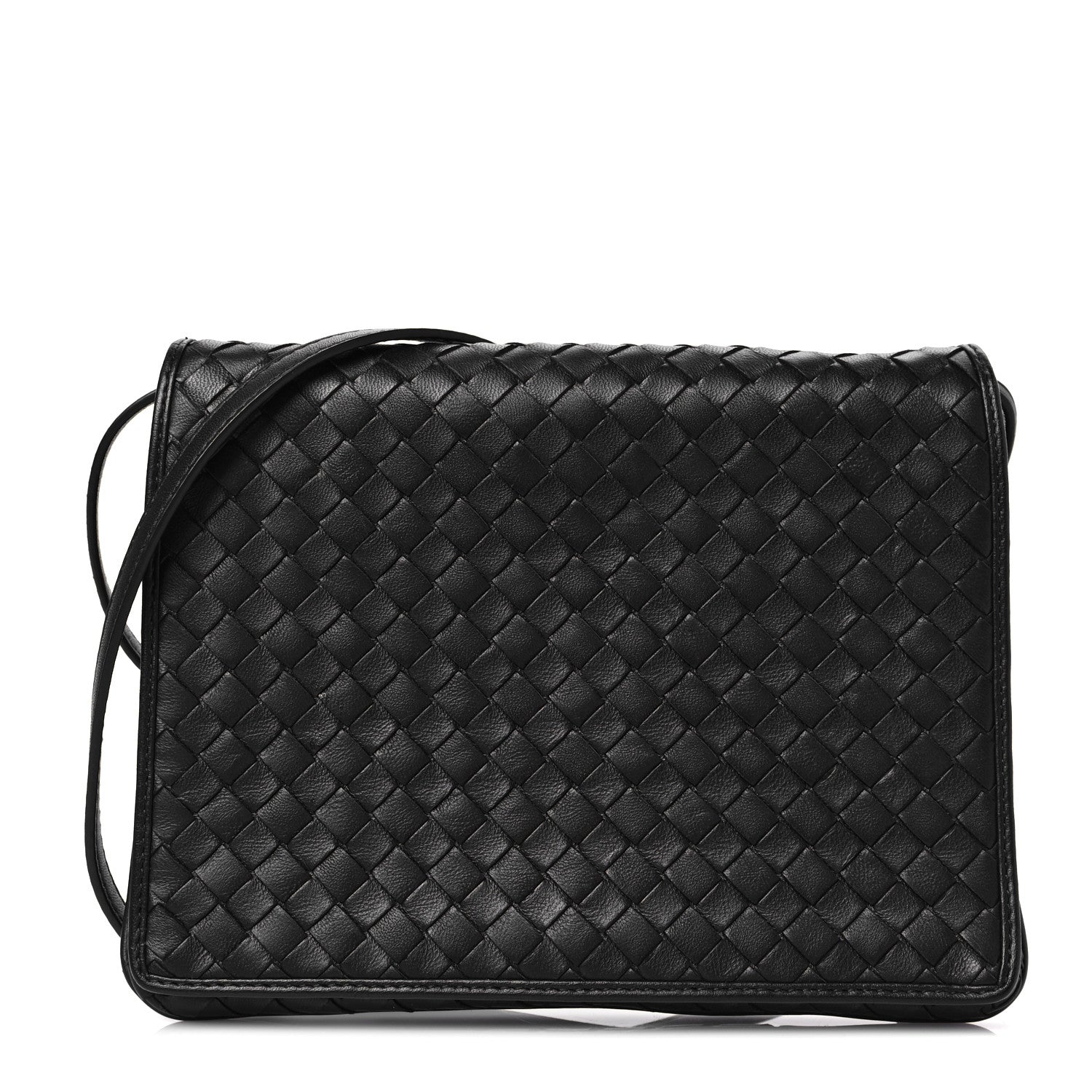 Bottega Veneta Nappa Intrecciato Crossbody Messenger Flap Black 1 of 9
