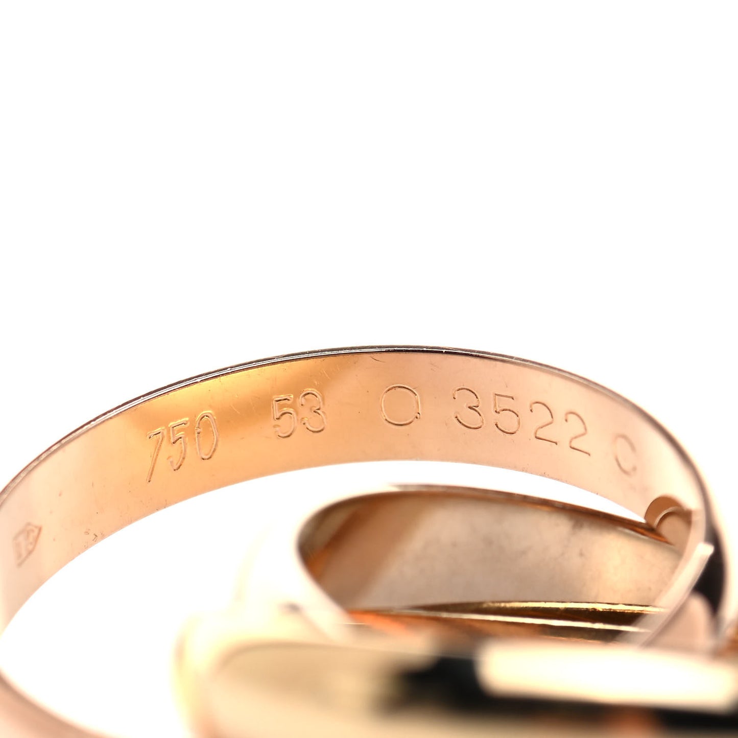 18K Pink Yellow White Gold Classic Les Must De Cartier Trinity Ring 53 6.25