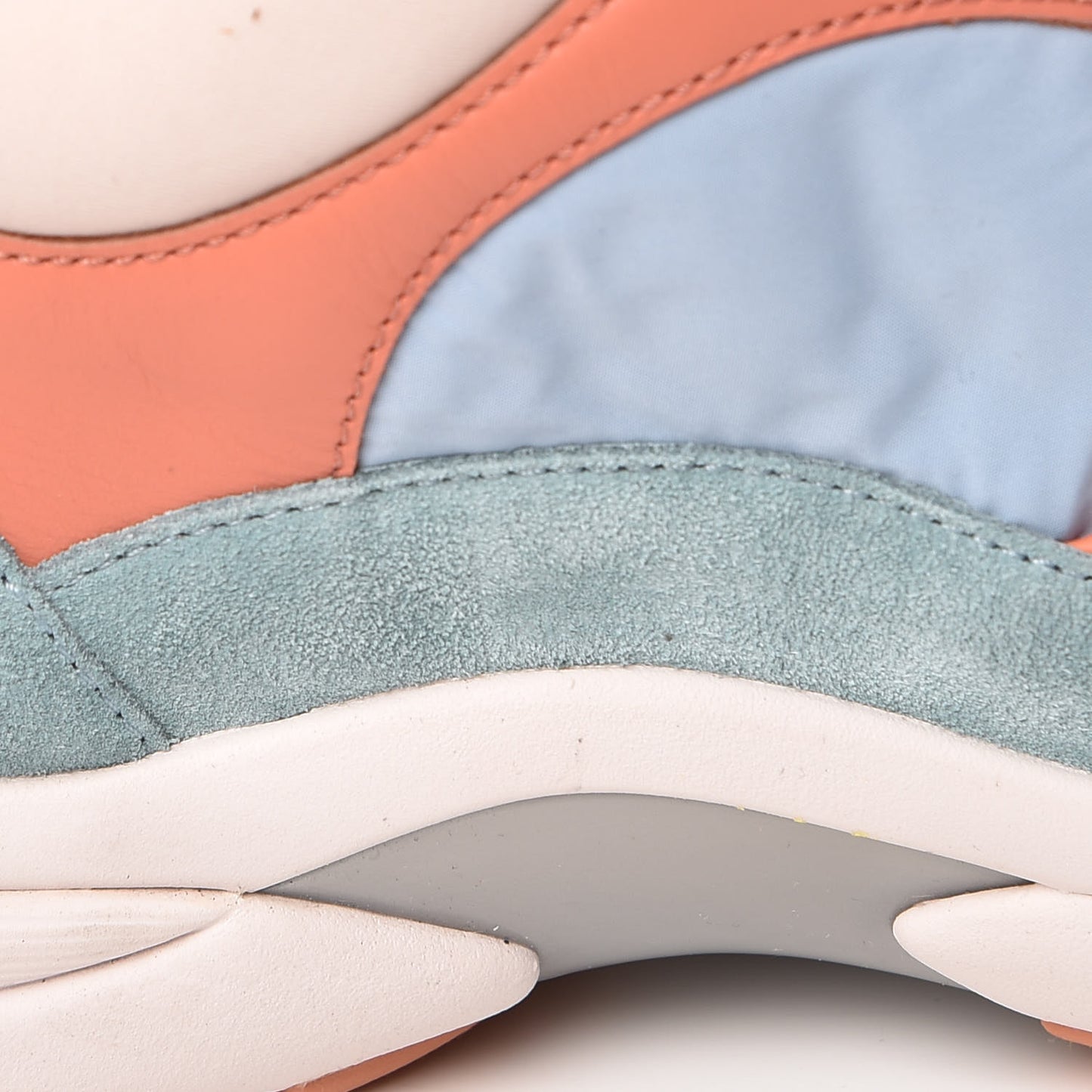 Nylon Lambskin Suede Calfskin CC Sneakers 40 Coral Light Blue White
