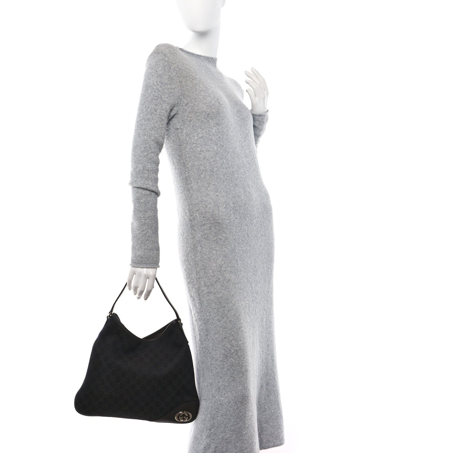 Gucci Monogram Medium New Britt Hobo Dark Brown 2 of 14