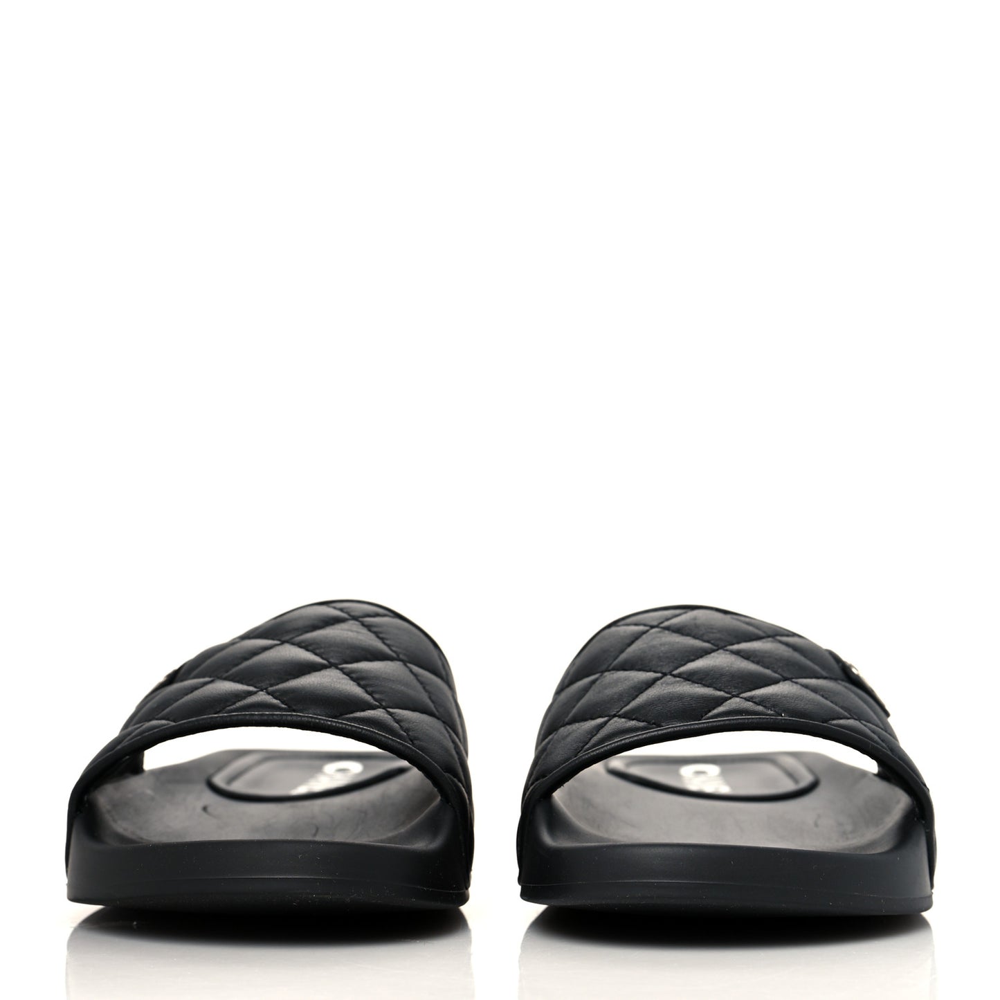 Lambskin Quilted CC Mules Sandals 37 Black
