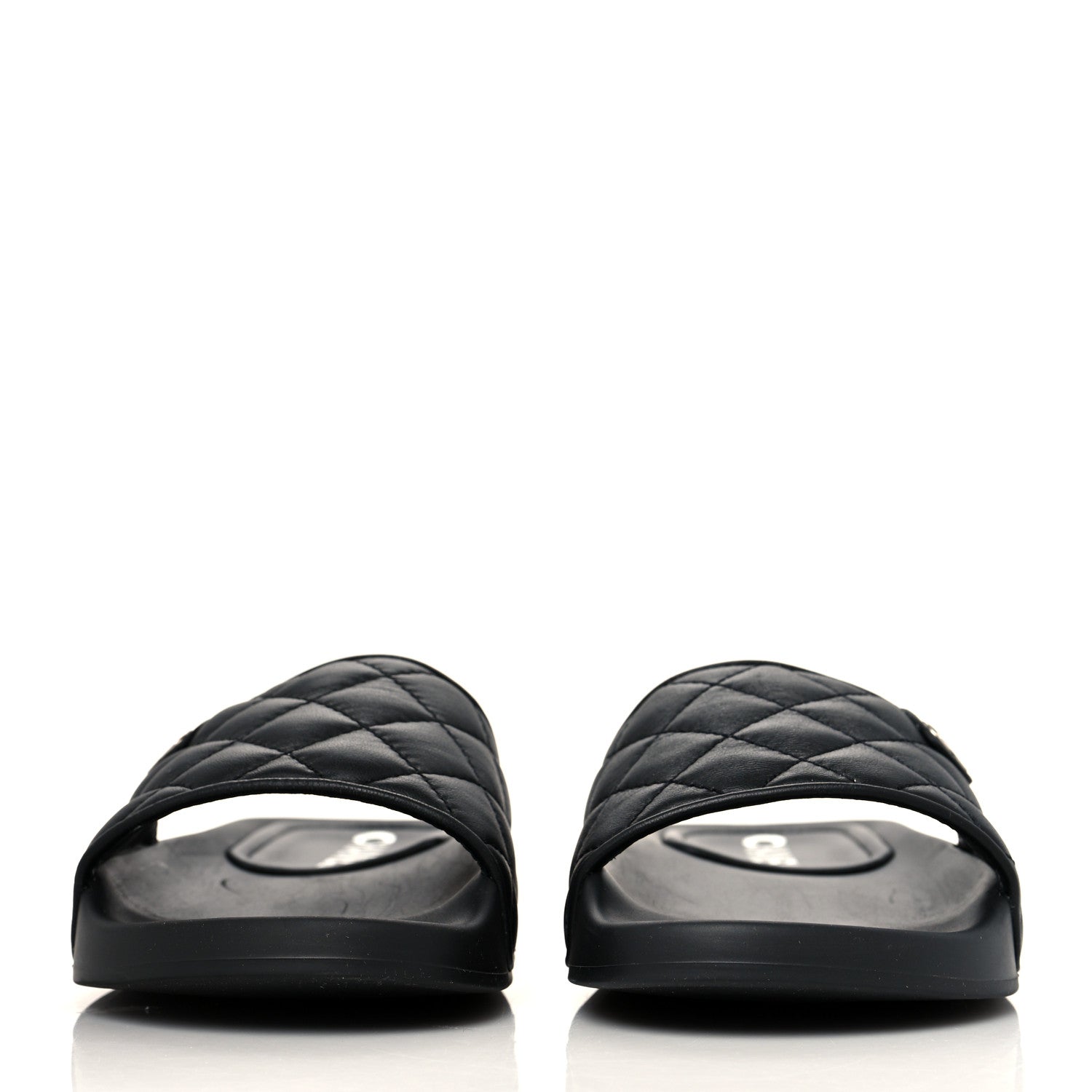 Chanel Lambskin Quilted CC Mules Sandals 37 Black 2 of 8