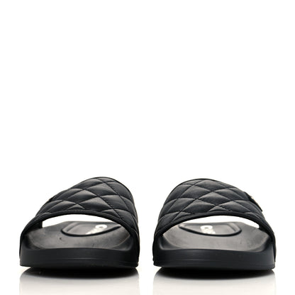 Chanel Lambskin Quilted CC Mules Sandals 37 Black 2 of 8