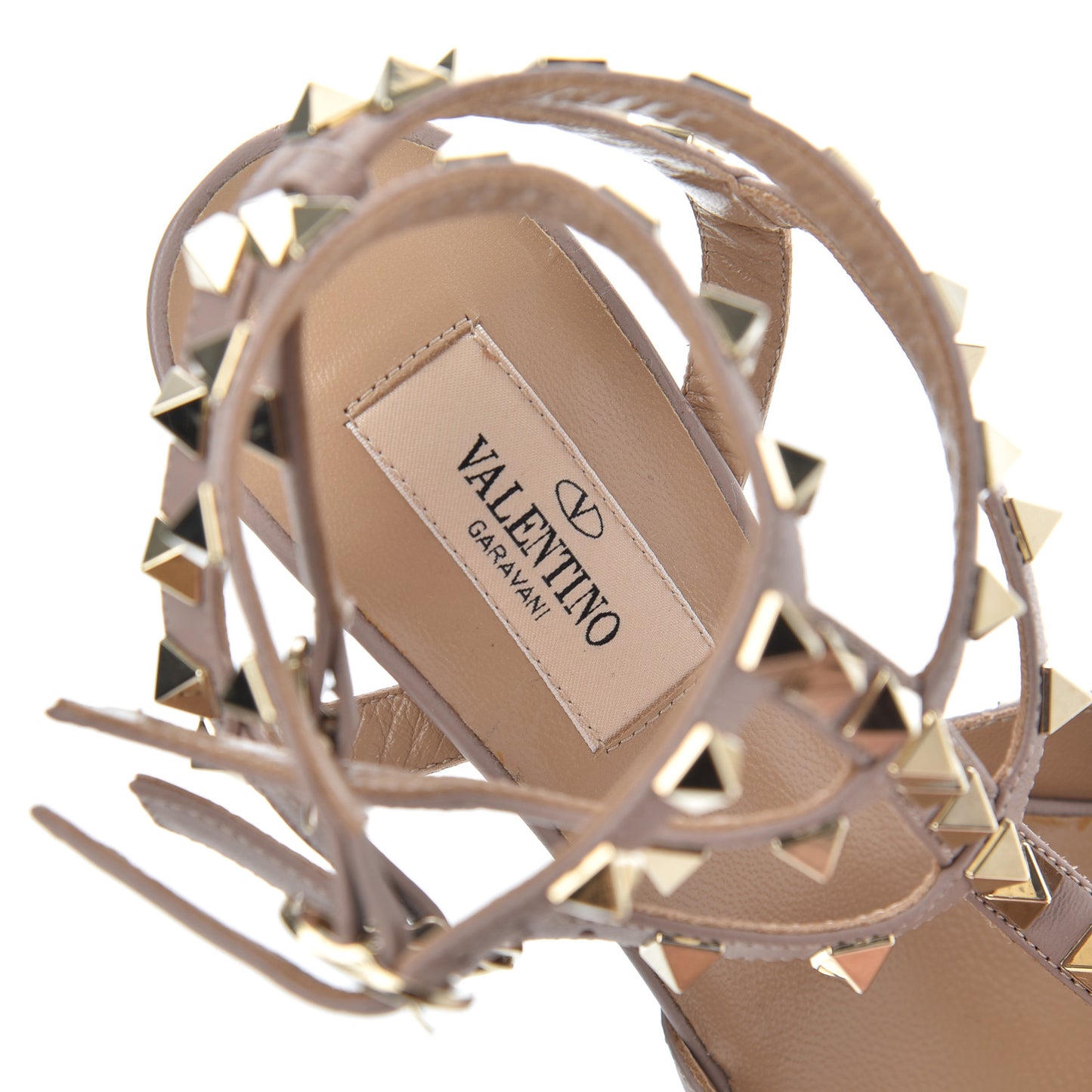 Patent Nappa Rockstud Ankle Strap 65mm Pumps 35.5 Pastel Grey Poudre