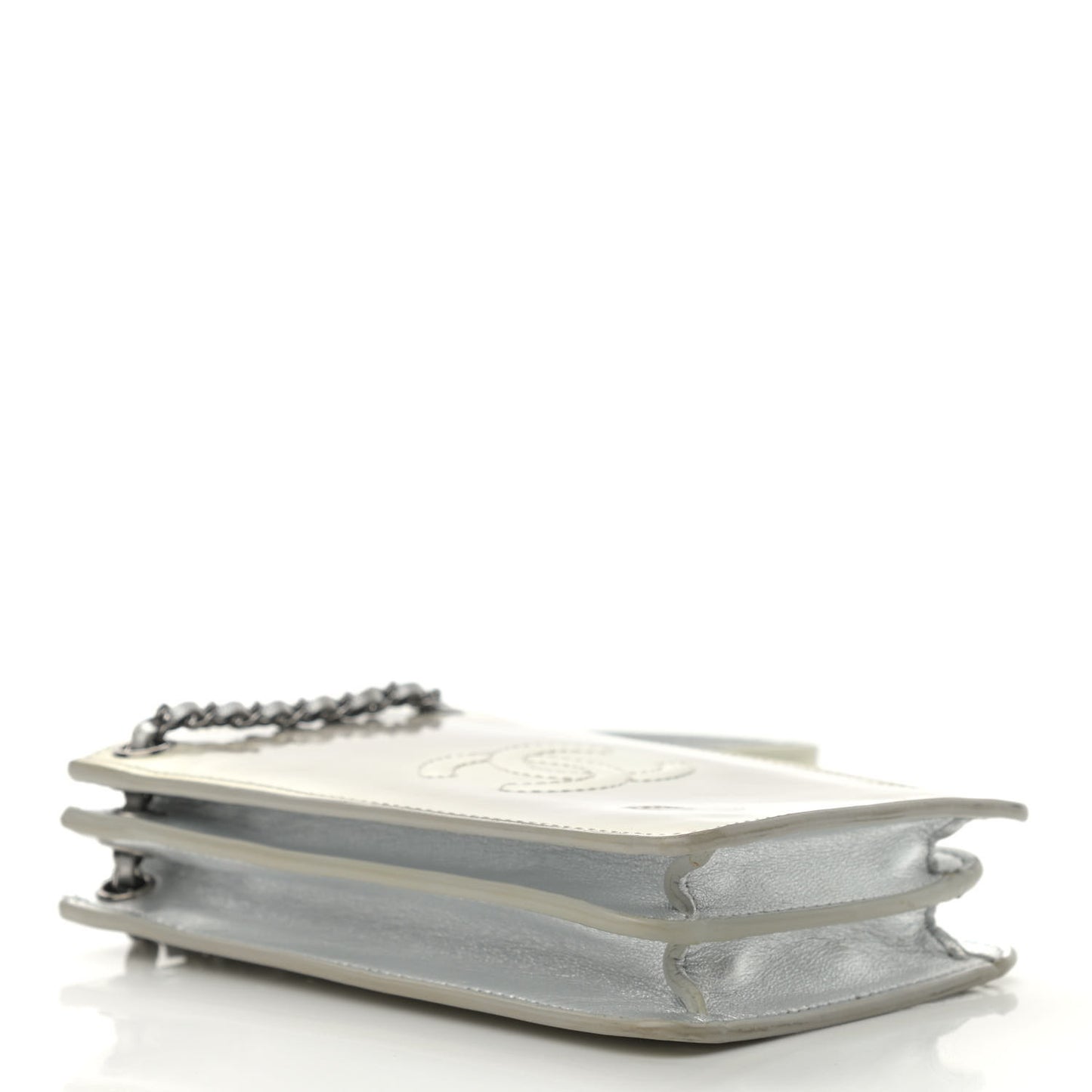 Metallic Patent Crossbody CC Phone Holder Silver