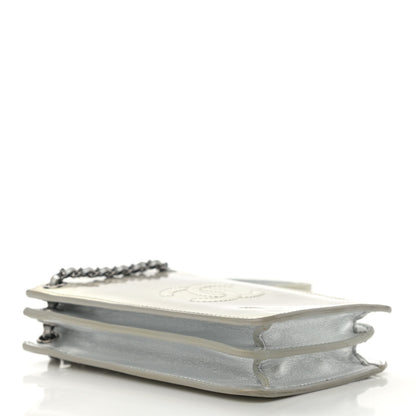 Chanel Metallic Patent Crossbody CC Phone Holder Silver 4 of 12
