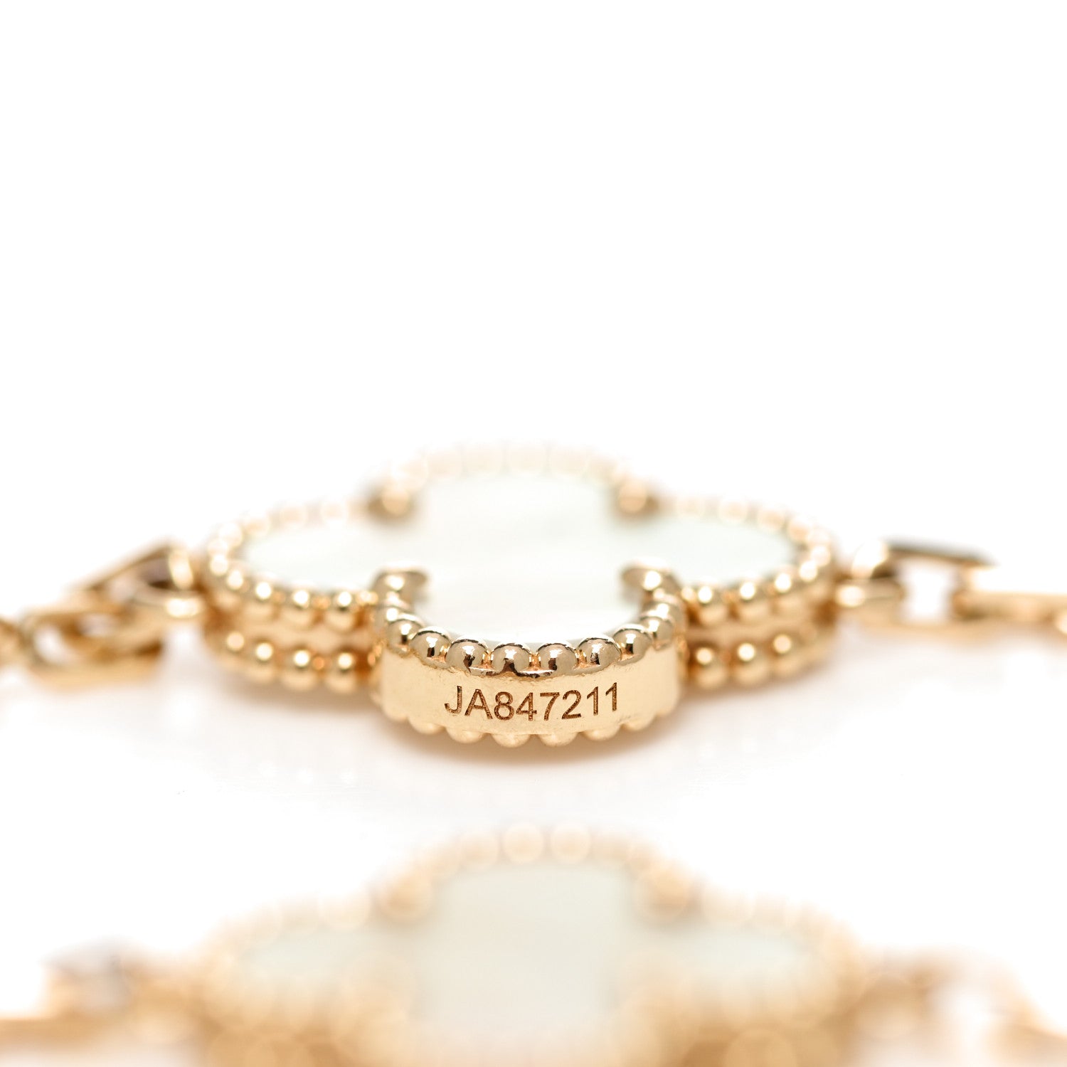 Van Cleef & Arpels 18K Yellow Gold Mother of Pearl 5 Motifs Vintage Alhambra Bracelet 4 of 5