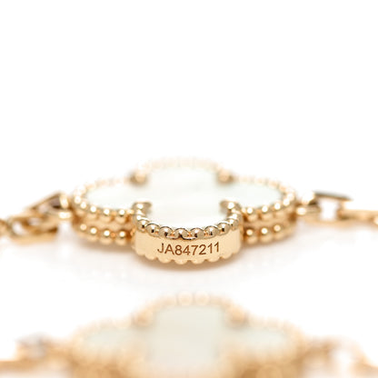 Van Cleef & Arpels 18K Yellow Gold Mother of Pearl 5 Motifs Vintage Alhambra Bracelet 4 of 5