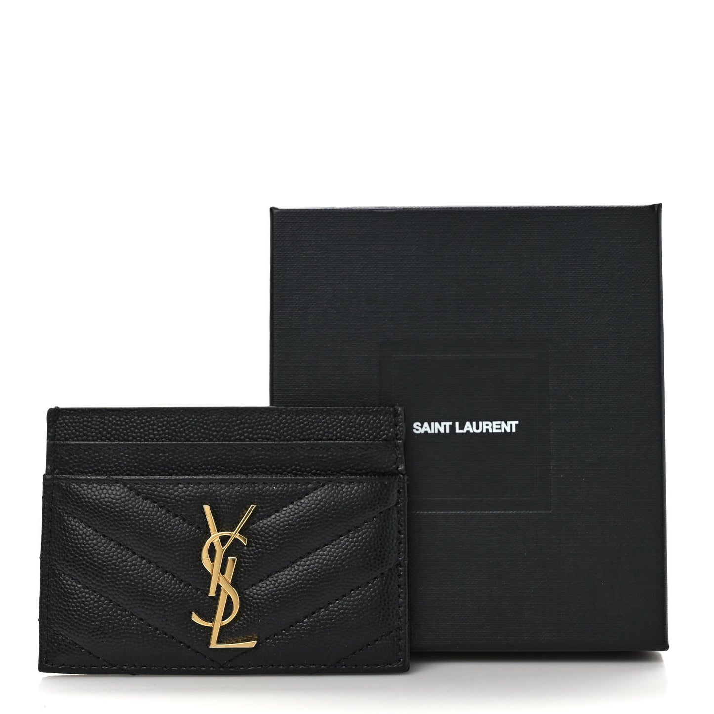 Grain De Poudre Matelasse Chevron Monogram Credit Card Case Black