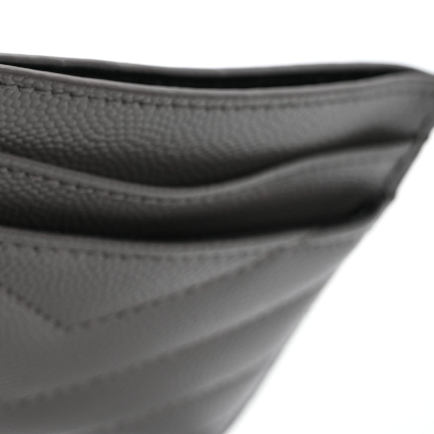 Grain De Poudre Matelasse Chevron Monogram Credit Card Case Fog
