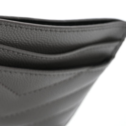 Saint Laurent Grain De Poudre Matelasse Chevron Monogram Credit Card Case Fog 12 of 16