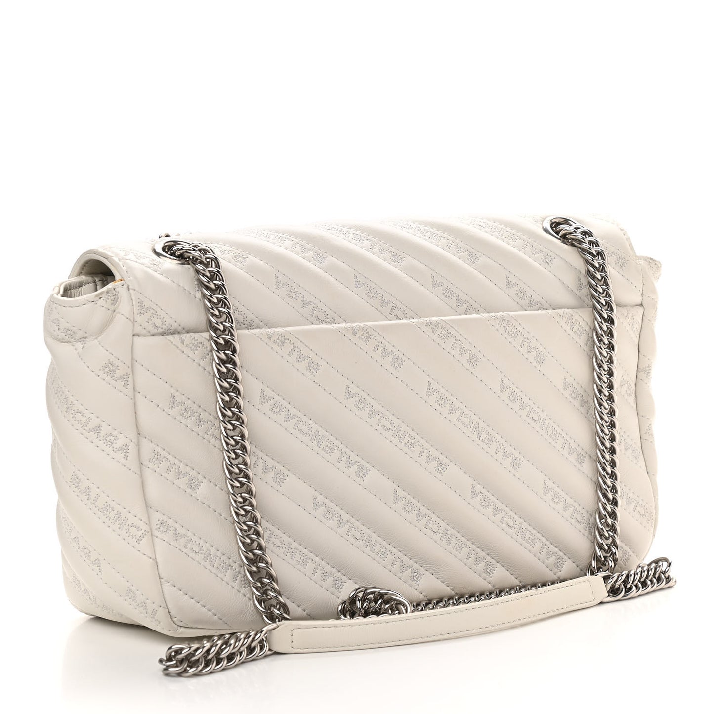 Calfskin Logo Matelasse M BB Chain Shoulder Bag Blanc Neige