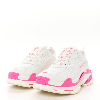 Balenciaga Fabric Mesh Womens Triple S Sneakers 38 Fluo Pink White 4 of 10