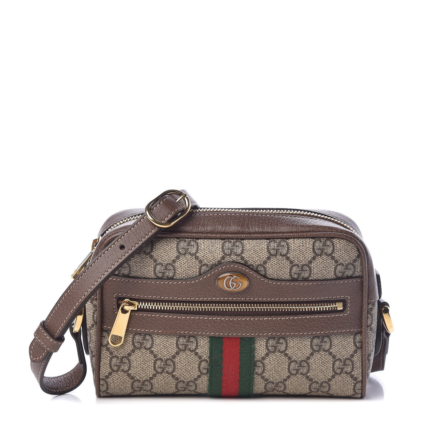 GG Supreme Monogram Web Mini Ophidia Shoulder Bag Brown