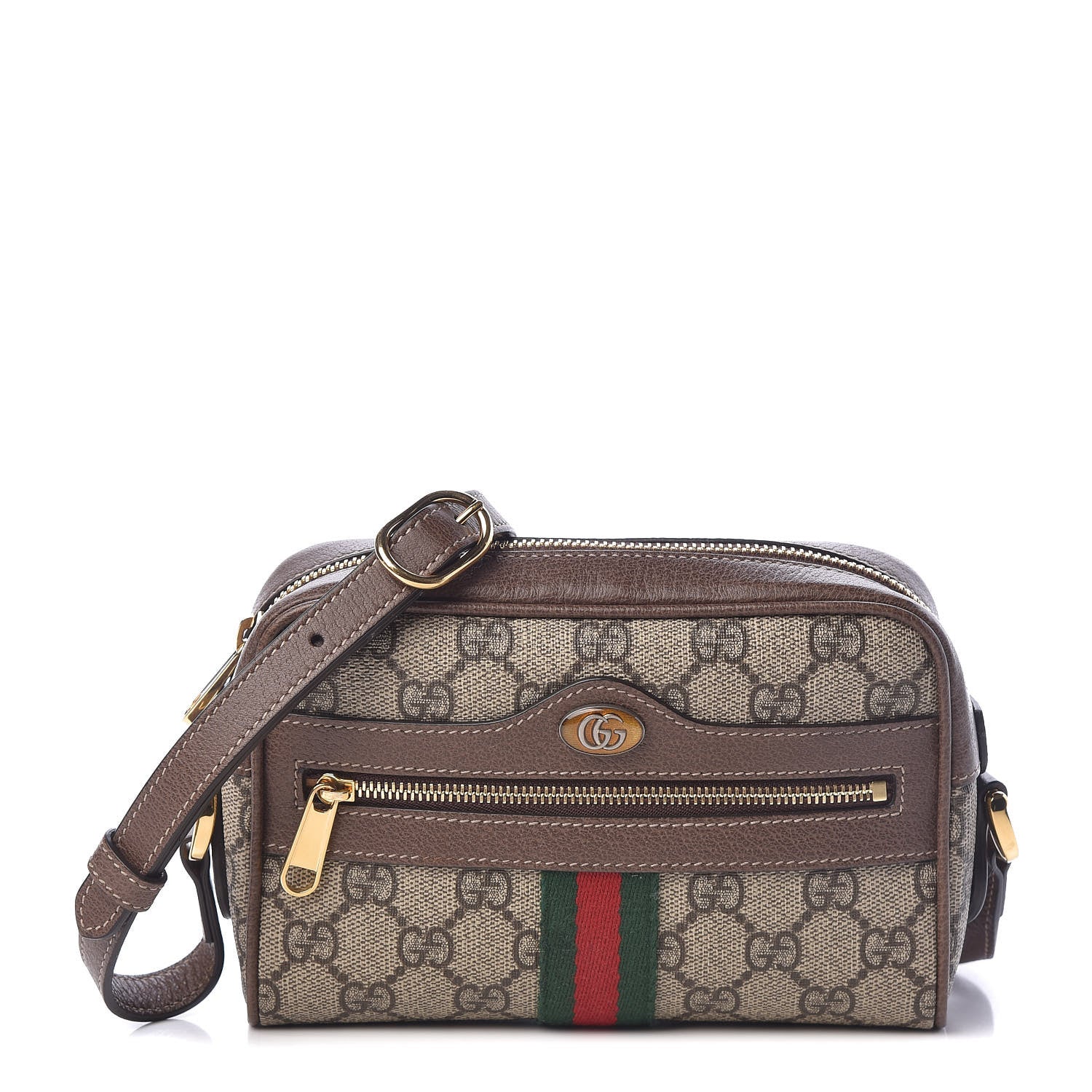 Gucci GG Supreme Monogram Web Mini Ophidia Shoulder Bag Brown 1 of 10