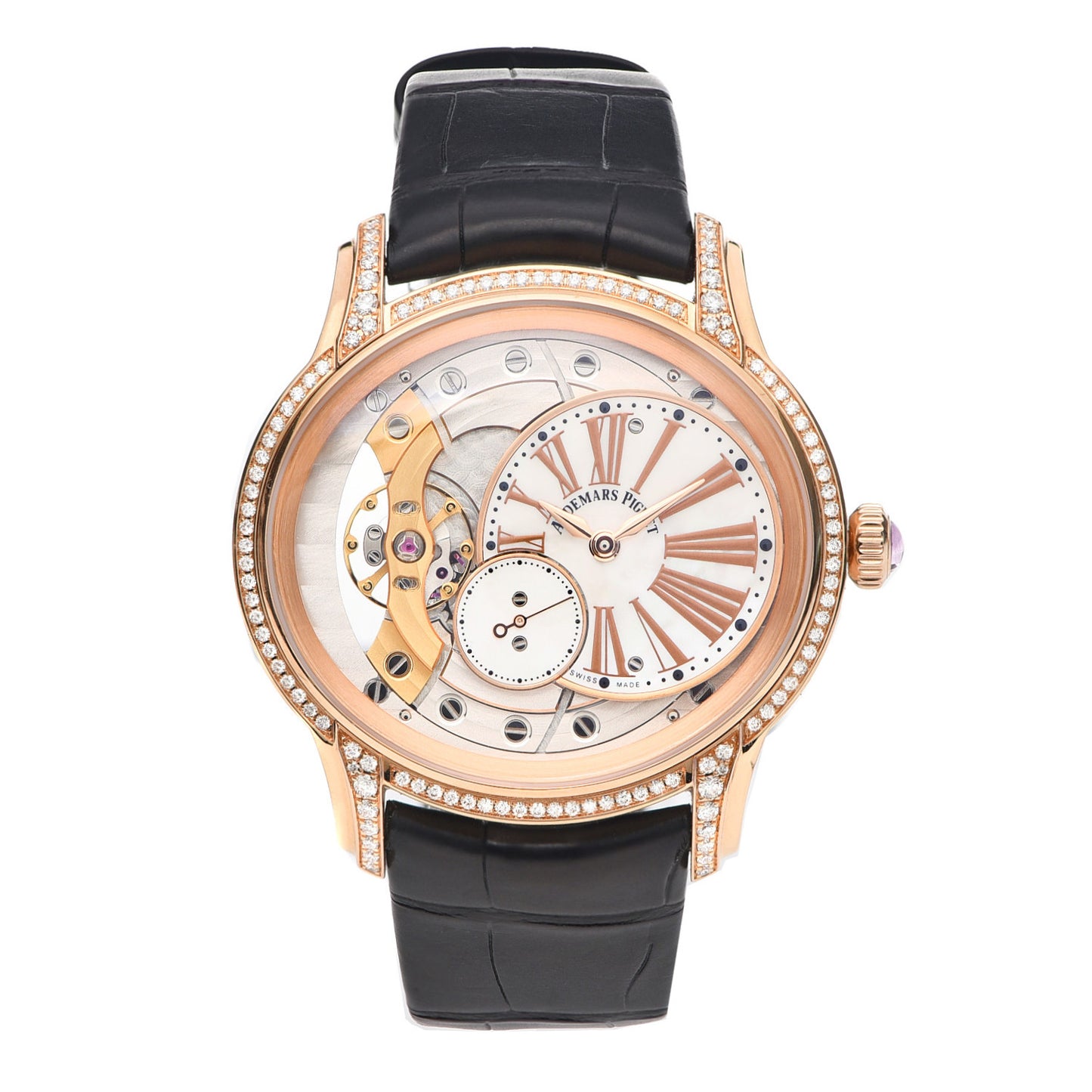 18K Rose Gold Alligator Diamond 39.5mm Millenary Manual Winding Watch 77247OR.ZZ.A812CR.01