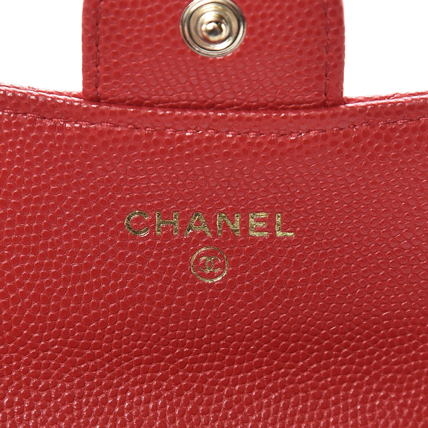Caviar Quilted Flap Card Holder Wallet Red