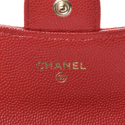 Chanel Caviar Quilted Flap Card Holder Wallet Red 6 of 9