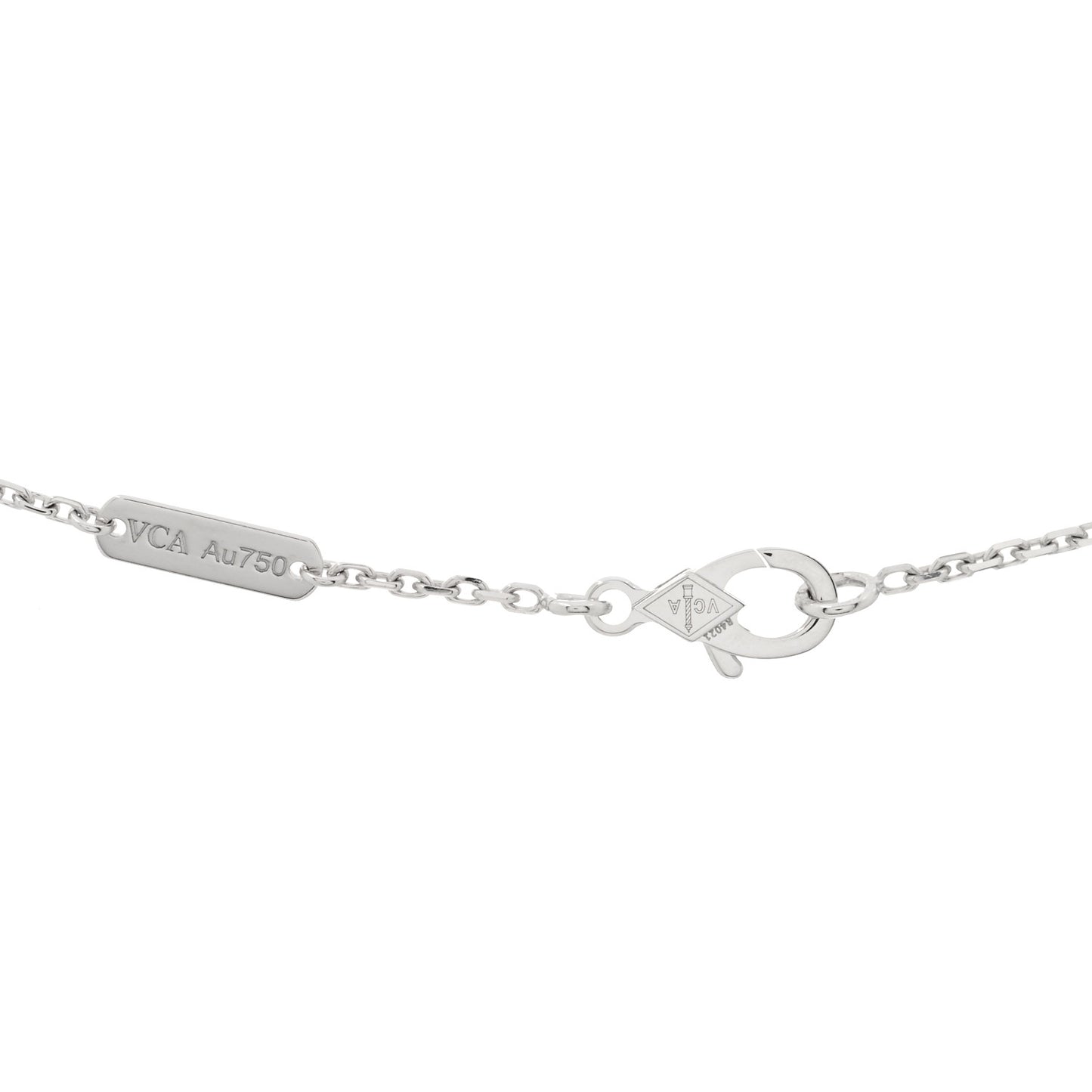 18K White Gold Mother of Pearl Vintage Alhambra Pendant Necklace