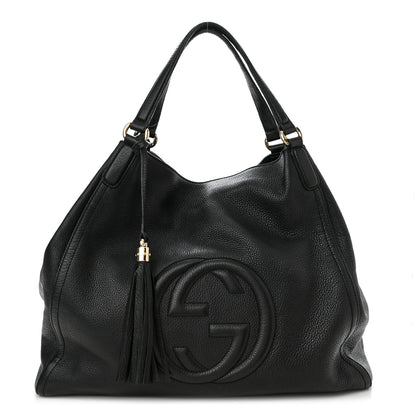 Gucci Pebbled Calfskin Large Soho Shoulder Bag Black 1 of 15