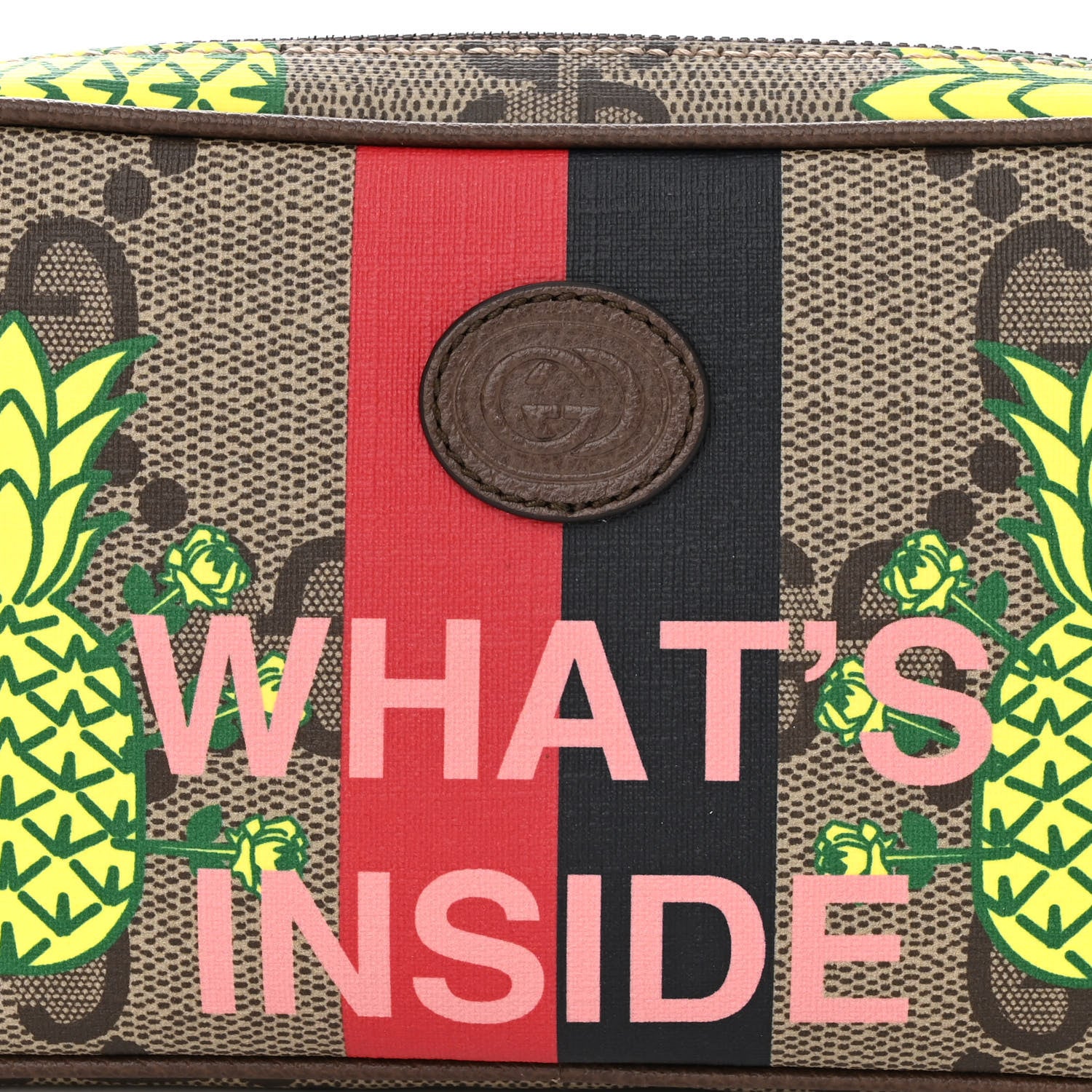 Gucci Maxi GG Supreme Monogram Pineapple Textured Dollar Calfskin Small Retro Interlocking G Belt Bag 100 40 Beige Ebony Green Pink New Acero 9 of 13