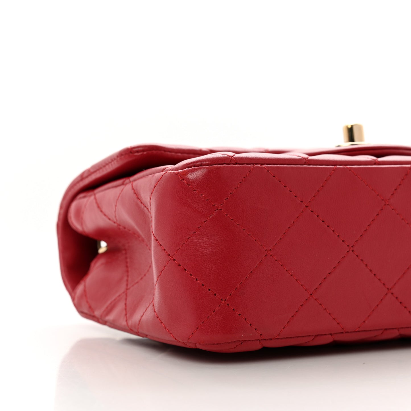Lambskin Quilted Mini Rectangular Flap Red