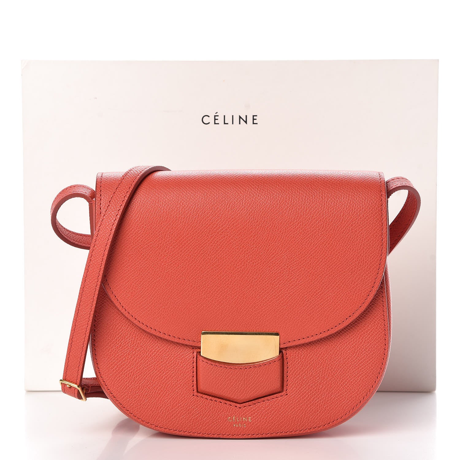 Celine Grained Calfskin Small Trotteur Poppy 7 of 7