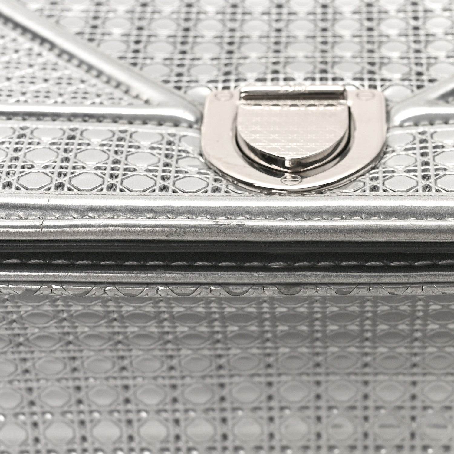 Christian Dior Metallic Patent Micro-Cannage Small Diorama Flap Bag Silver 9 of 14