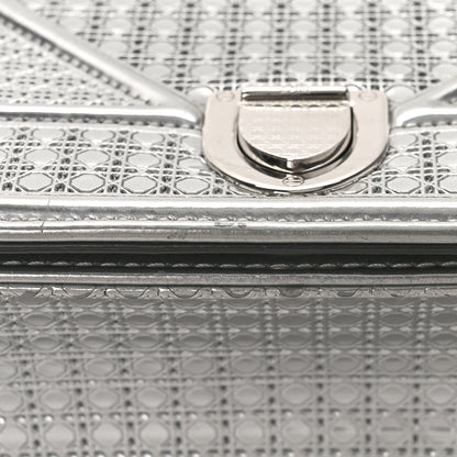 Christian Dior Metallic Patent Micro-Cannage Small Diorama Flap Bag Silver 9 of 14
