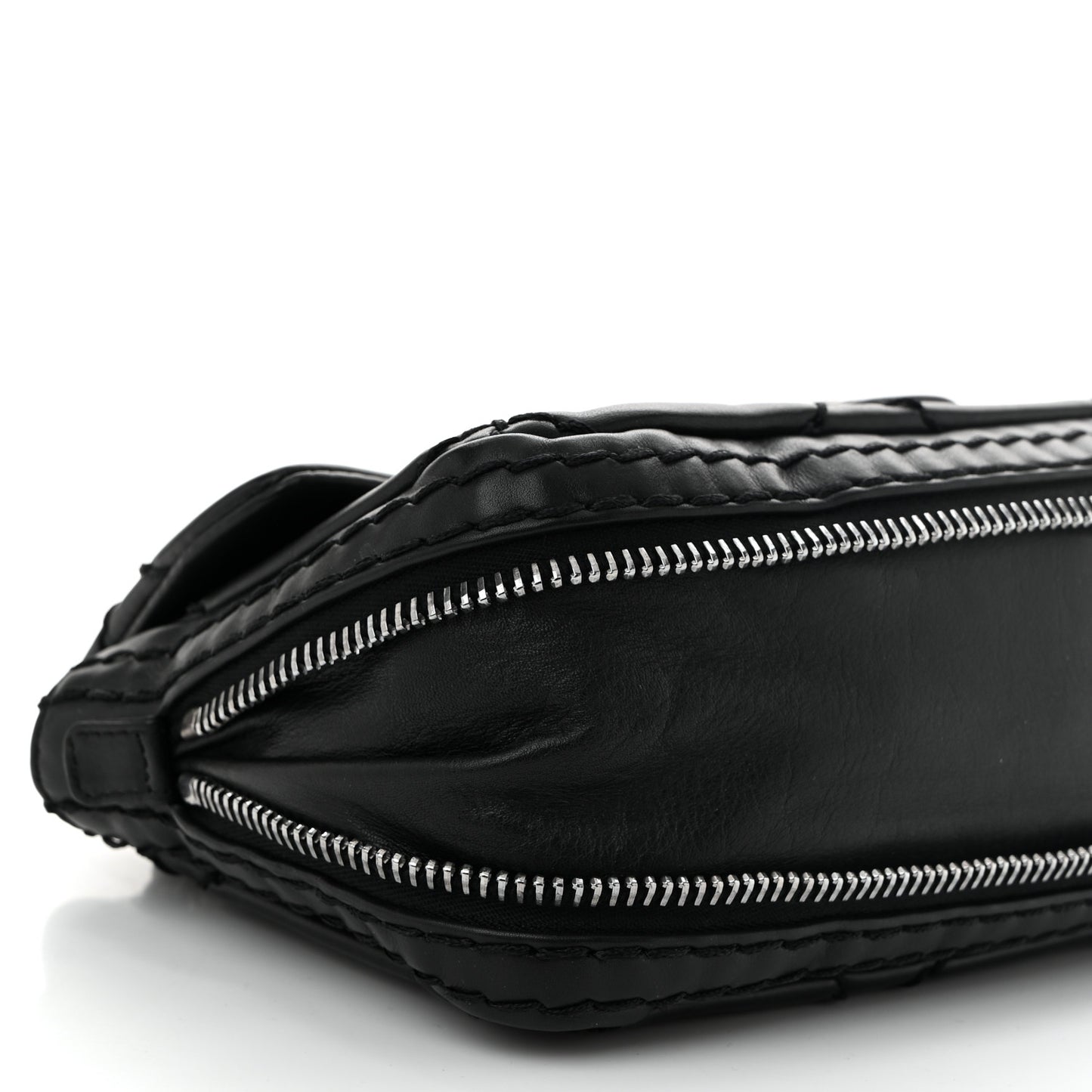 Calfskin Stitched Expandable Flap Black