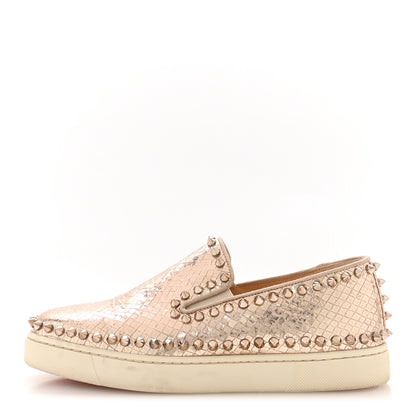 Christian Louboutin Metallic Snakeskin Embossed Pik Boat Flat 36.5 Colombe 1 of 8