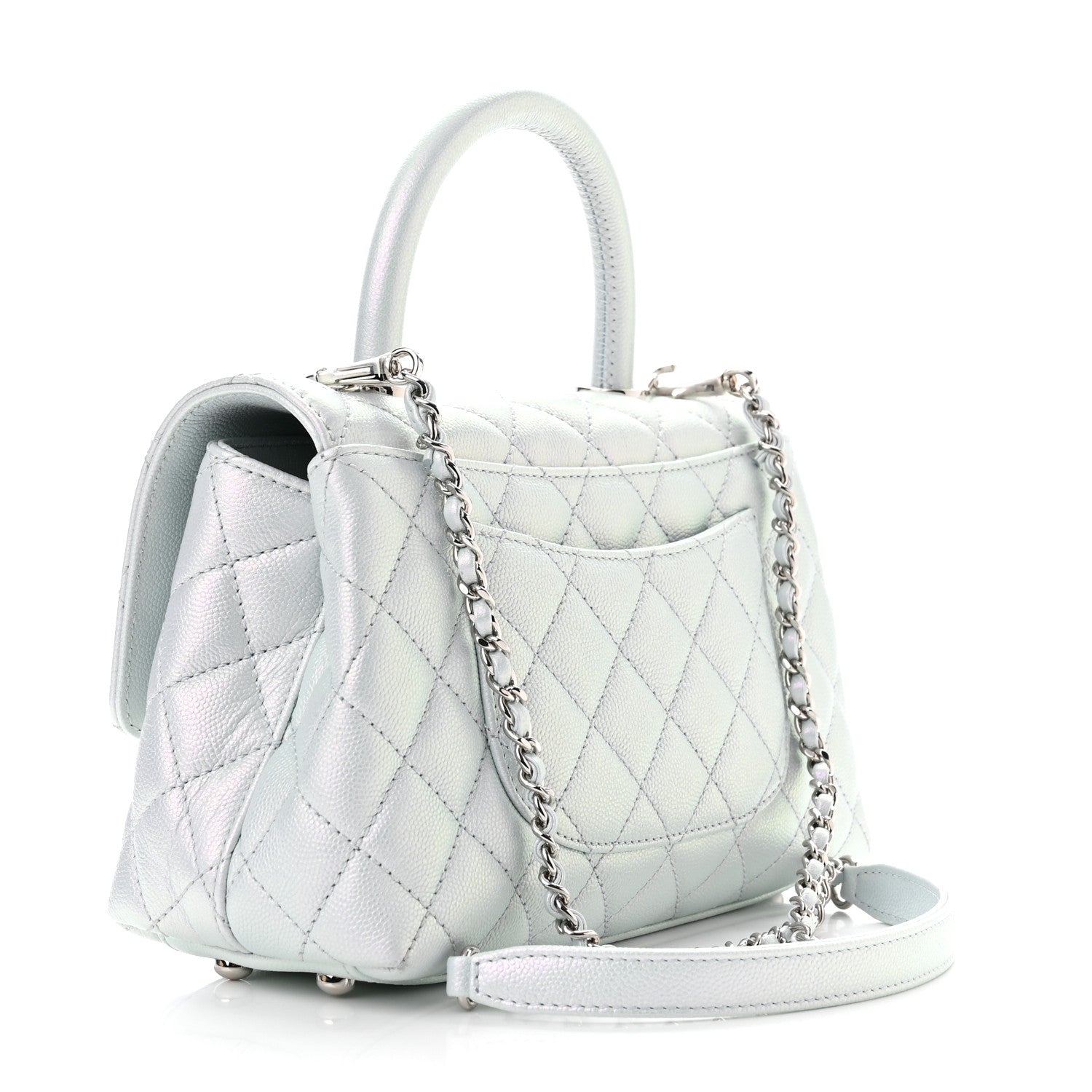 Chanel Iridescent Caviar Quilted Mini Coco Handle Flap Light Blue 3 of 11