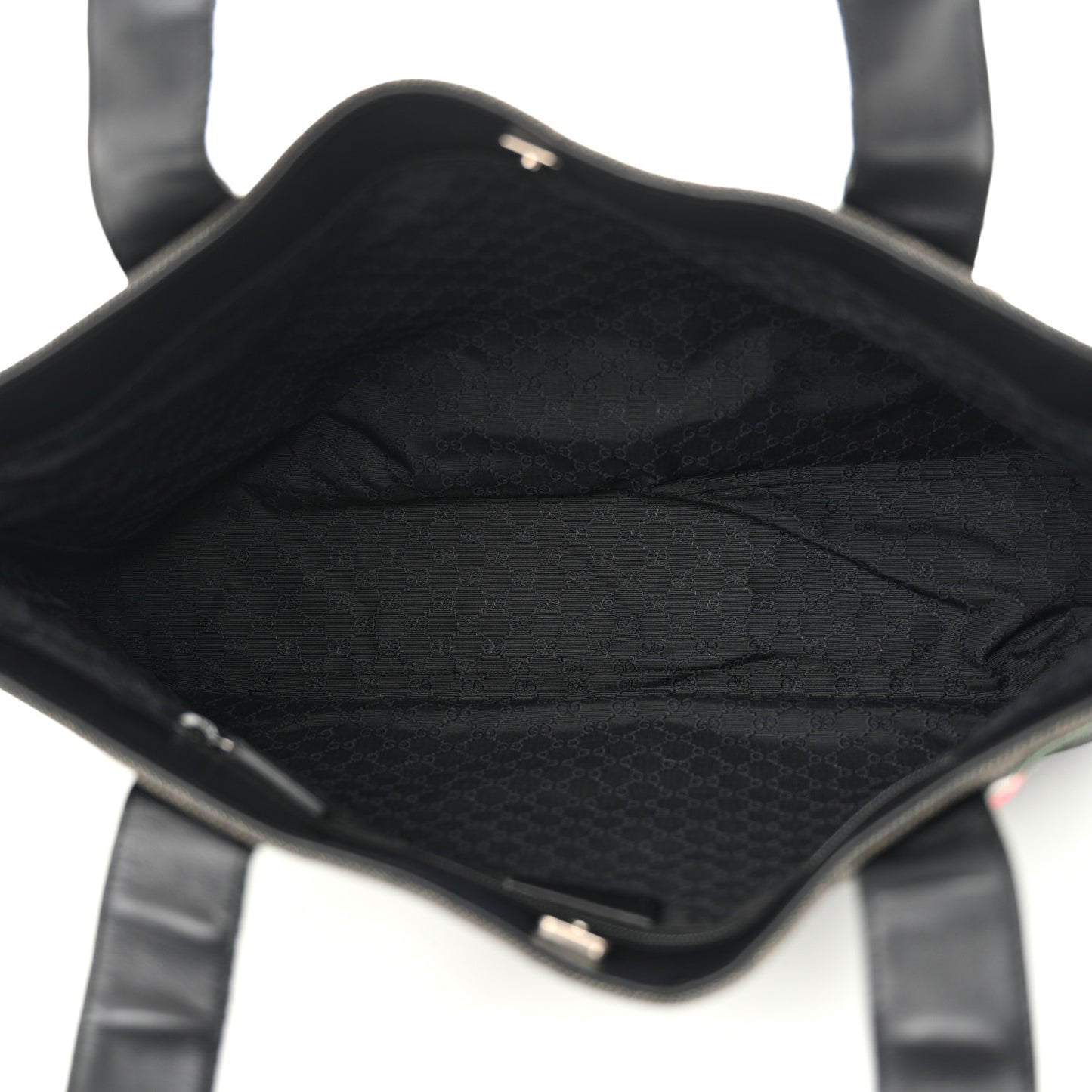 Denim Calfskin Web Tote Black